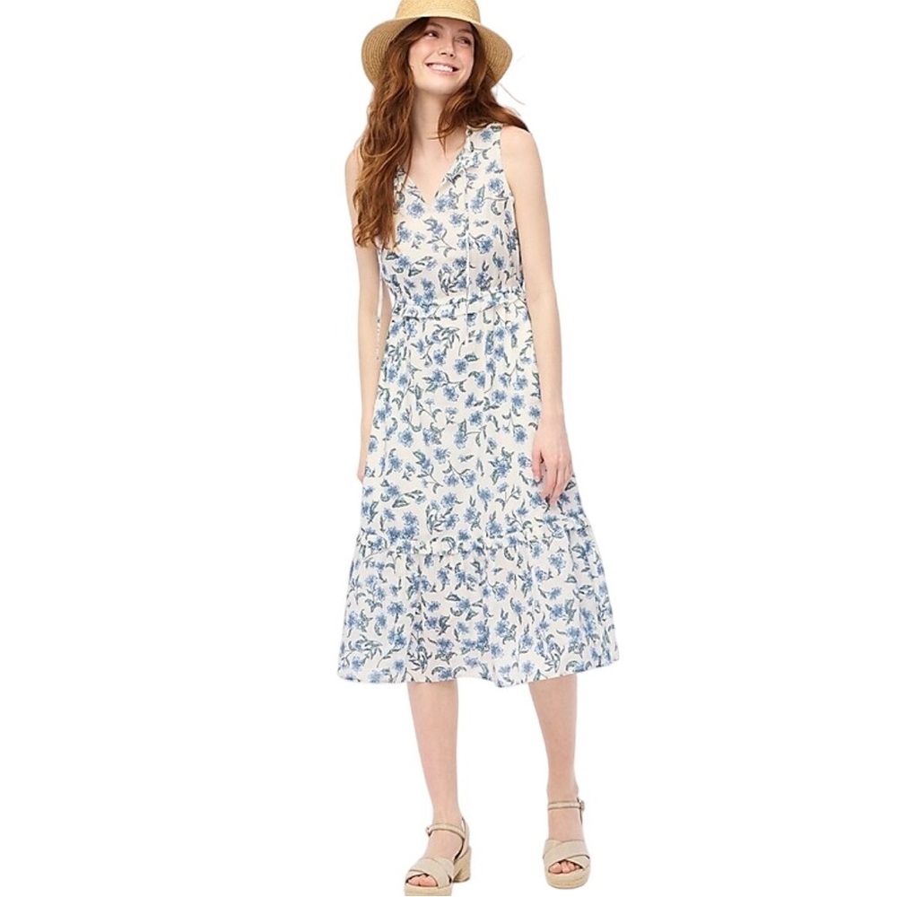 j. crew factory • floral ruffle hem midi dress